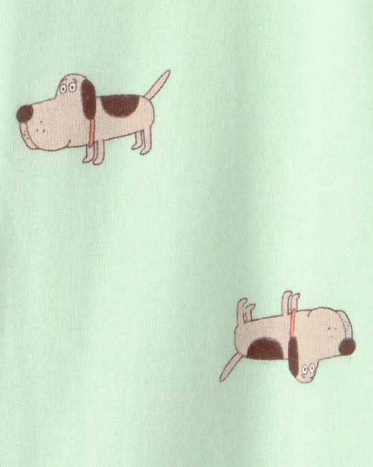 Toddler Dog 100% Cotton Snug Fit 1-Piece Pajama - Green