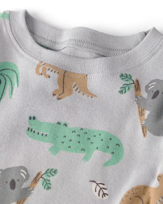 Toddler 2-Piece Organic Cotton Ribbed Pajama Set in Aussie Friends Print