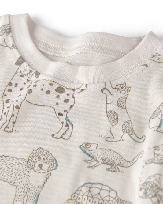 Toddler 2-Piece Organic Cotton Ribbed Pajama Set in Pet Print