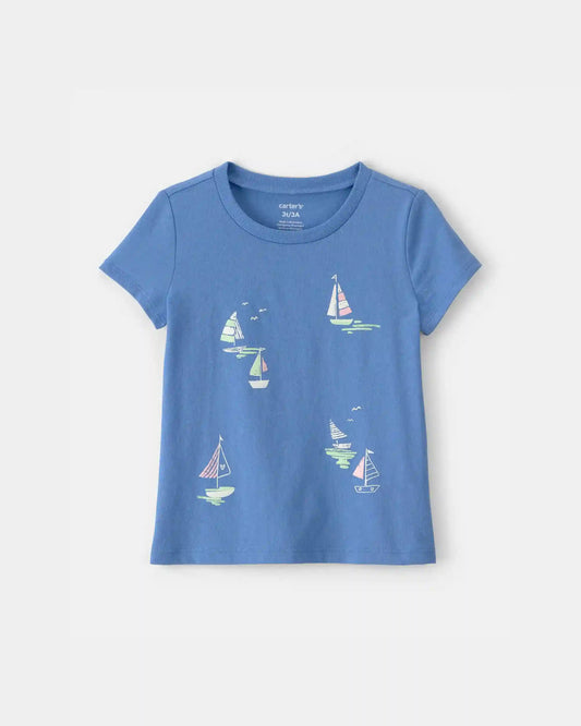Toddler Girl Sailboat Graphic Tee - Blue