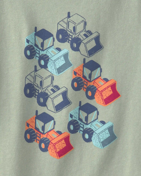 Toddler Boy Construction Digger Graphic Tee - Green