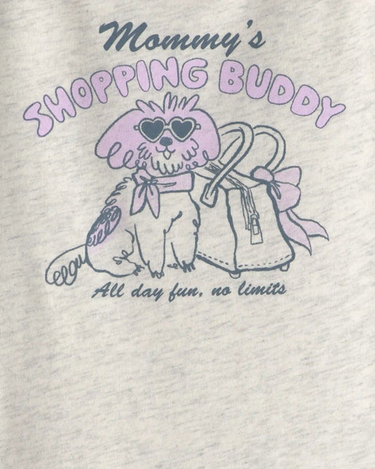 Toddler Girl 'Mommy's Shopping Buddy' Graphic Tee - Grey