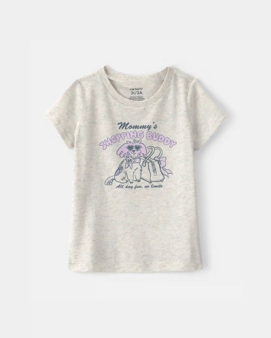 Toddler Girl 'Mommy's Shopping Buddy' Graphic Tee - Grey