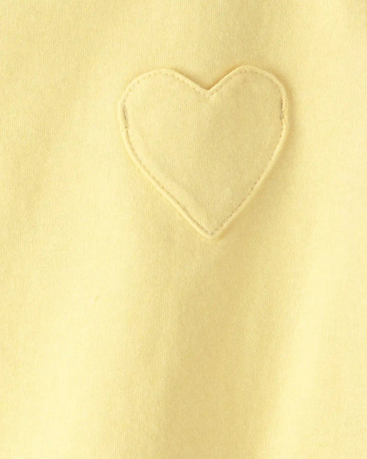 Toddler Girl Heart Pocket Top - Yellow
