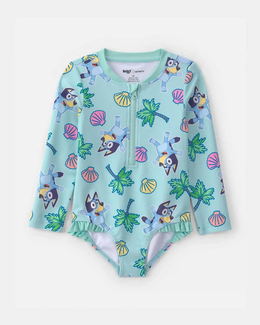 Toddler Girl 1-Piece Bluey™ Rashguard Swimsuit - Blue