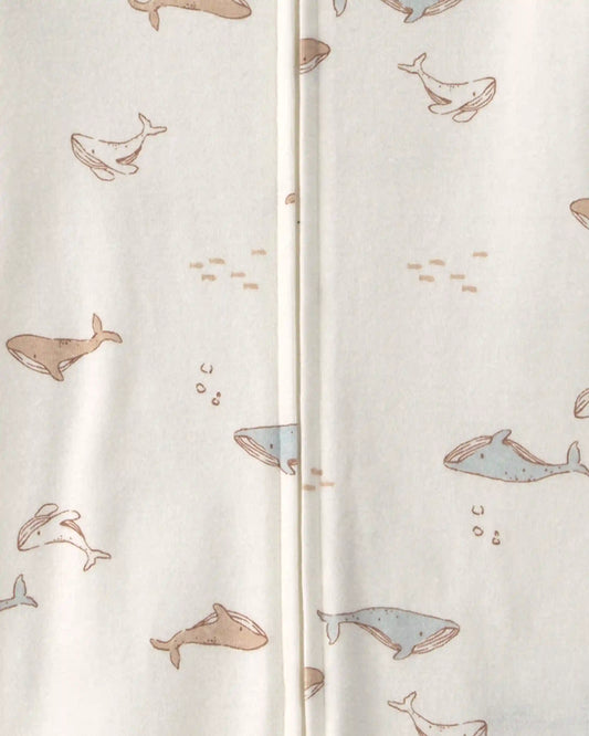 Toddler Whale 100% Cotton 1-Piece Romper Pajama - Ivory
