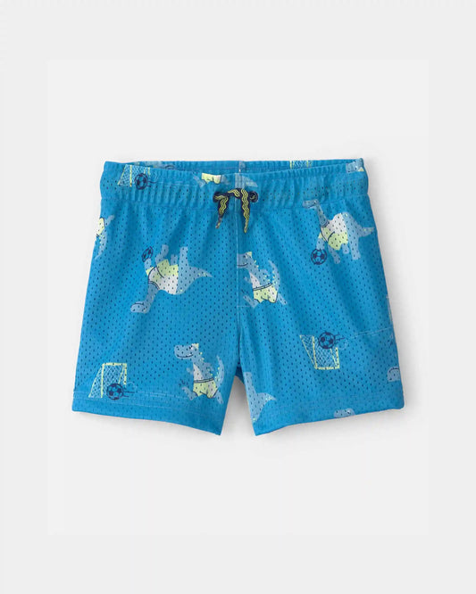 Toddler Boy Dinosaur Soccer Mesh Shorts - Blue