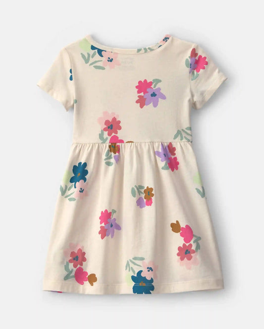 Toddler Girl Floral Short-Sleeve Dress - Cream