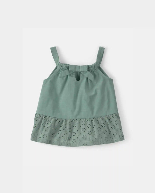 Toddler Girl 2-Piece Eyelet Tank Top & Short Set - Green