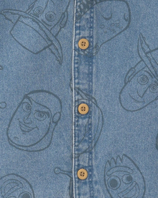 Toddler Boy 2-Piece Pixar© Toy Story Chambray Short-Sleeve Top & Short Set - Medium Wash