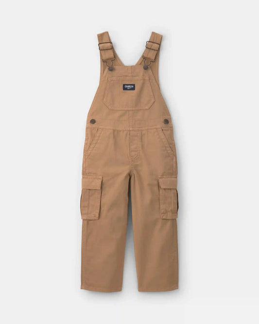 Toddler Boy Cargo Overalls - Khaki