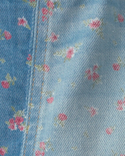 Toddler Girl Floral Denim Skirt - Light Wash