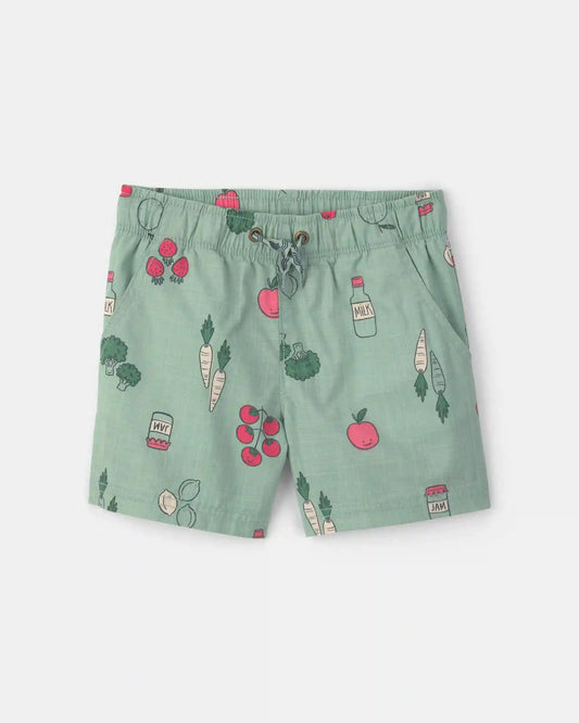 Toddler Boy Veggie Fruit Shorts - Green