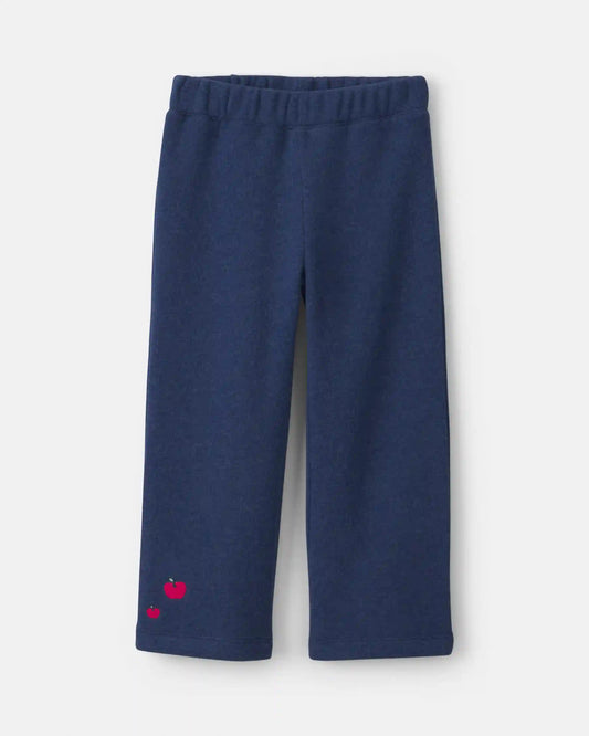 Toddler Girl 2-Piece Apple Striped Fleece Long-Sleeve Top & Pant Set - Navy Blue/Cream