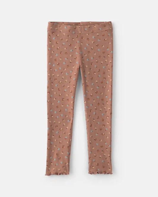 Toddler Girl 2-Piece Floral Fleece Sweatshirt & Pant Set - Brown