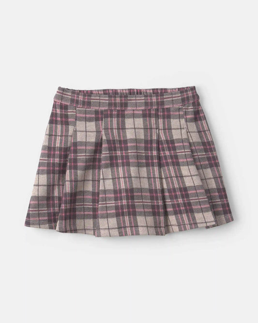 Toddler Girl 2-Piece 'Good Day' Plaid Fleece Sweatshirt & Skirt Set - Cream/Burgundy
