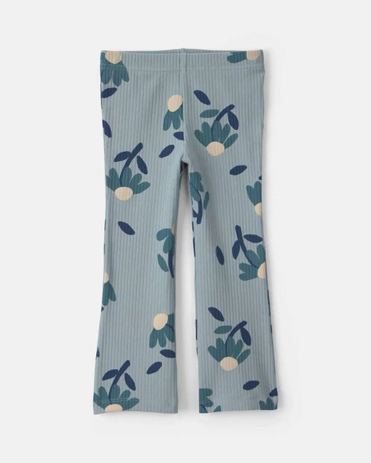 Toddler Girl 3-Piece Floral Long-Sleeve Layering Set - Blue/Grey