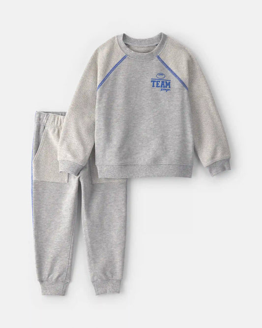 Toddler Boy 2-Piece 'Team Player' French Terry Sweatshirt & Pant Set - Grey
