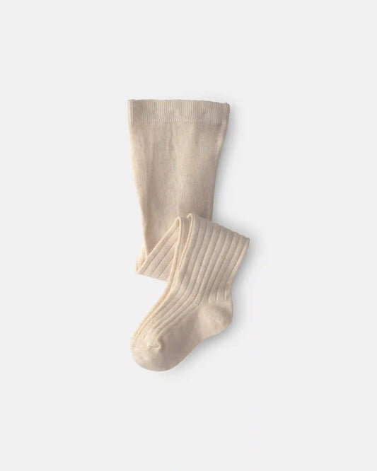 Toddler Girl Ribbed Tights - Cream