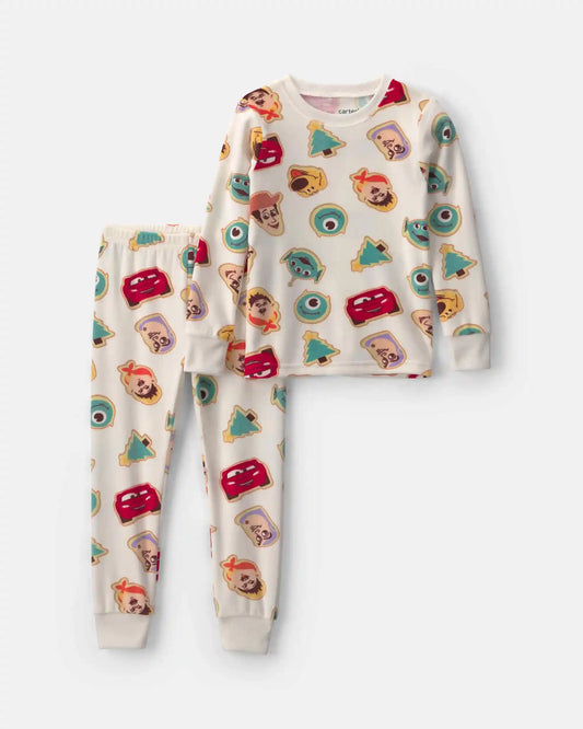 Toddler Boy 2-Piece Pixar Christmas DreamPlush Snug Fit Pajama Set - Ivory