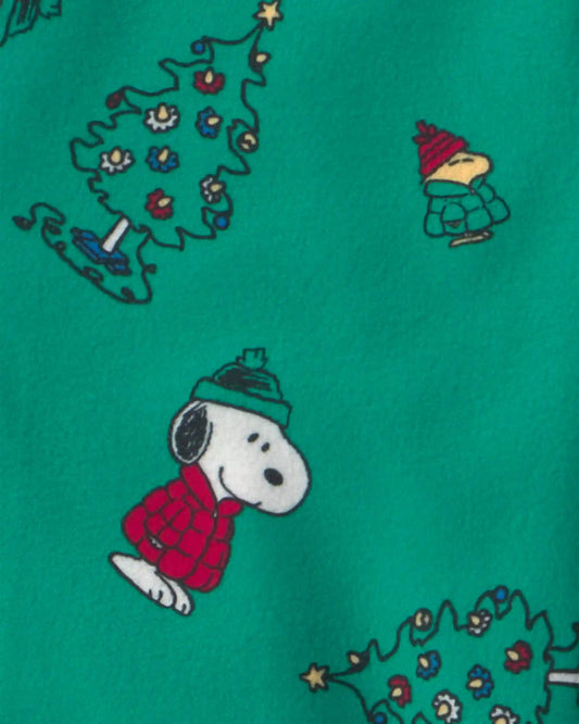 Toddler 2-Piece Snoopy Christmas Fleece Loose Fit Pajama Set - Green