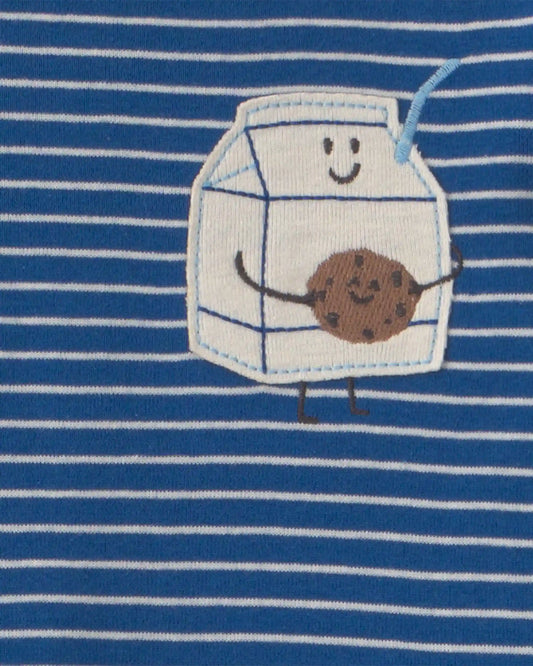 Toddler Boy 4-Piece Milk & Cookies 100% Cotton Snug Fit Pajama Set - Blue
