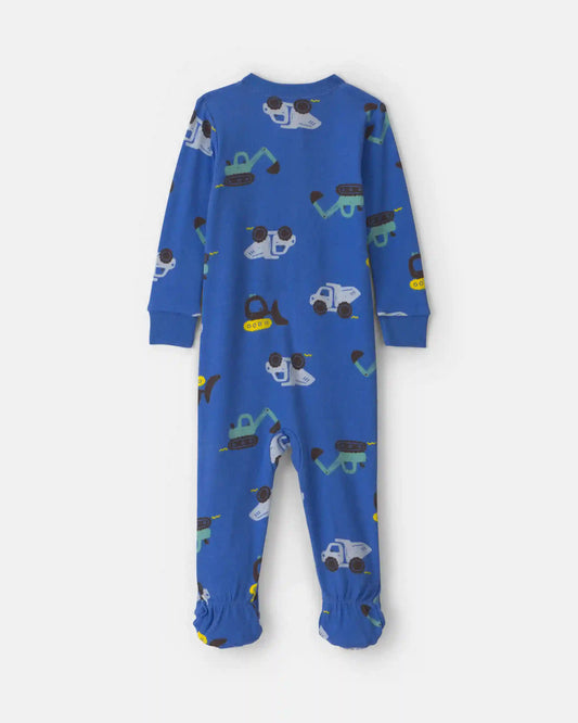 Toddler Boy 1-Piece Construction 100% Cotton Snug Fit Footed Pajama - Blue