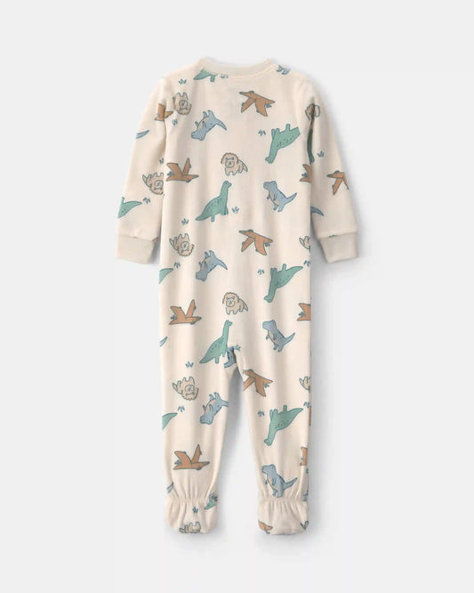 Toddler Boy 1-Piece Dino DreamPlush Snug Fit Footed Pajama - Cream