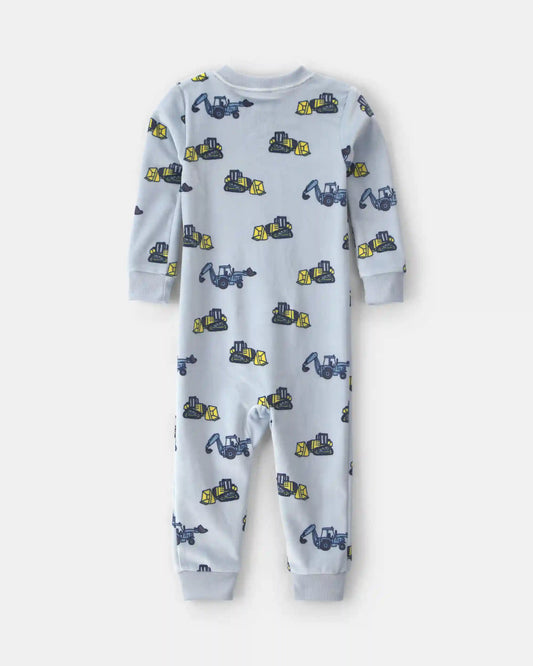Toddler Boy 1-Piece Construction DreamPlush Snug Fit Pajama - Blue