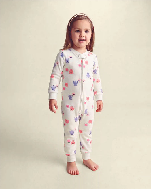 Toddler Girl 1-Piece Monster DreamPlush Snug Fit Pajama - Cream