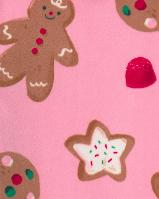 Toddler Girl 2-Piece Christmas Gingerbread DreamPlush Snug Fit Pajama Set - Pink