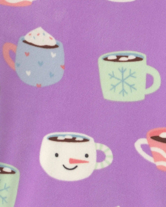 Toddler Girl 2-Piece Hot Cocoa DreamPlush Snug Fit Pajama Set - Purple