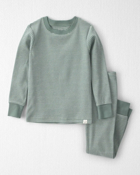 Toddler 2-Piece Organic Cotton Ribbed Pajamas in Stripes