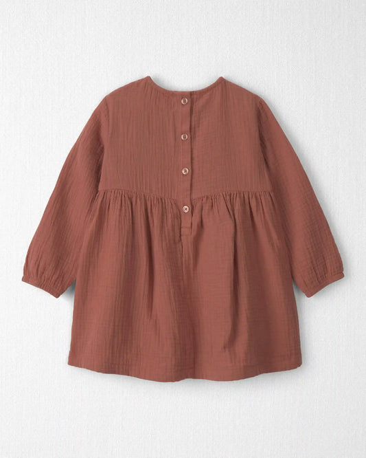 Toddler Girl Organic Cotton Embroidered Gauze Dress