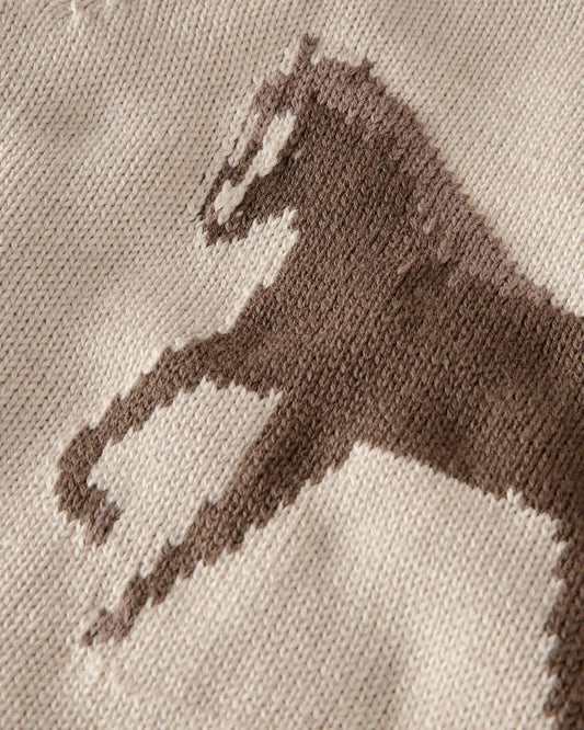 Toddler Organic Cotton Horse Sweater Knit Pullover