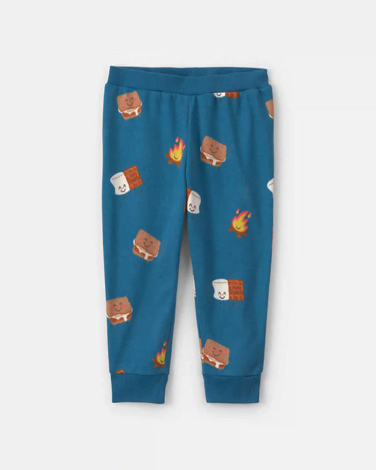 Toddler Boy 2-Piece 'S'More Sleep' Fleece Snug Fit Pajama Set - Blue