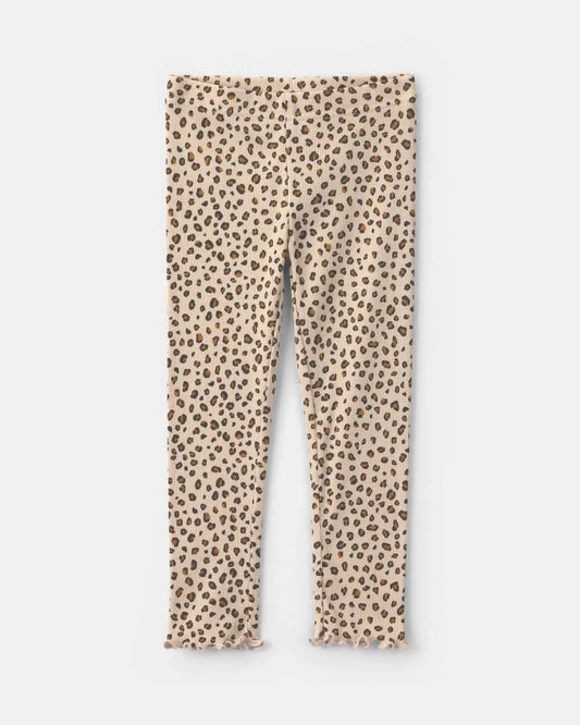 Toddler Girl 2-Piece Leopard Fleece Long-Sleeve Top & Pant Set - Brown/Cream