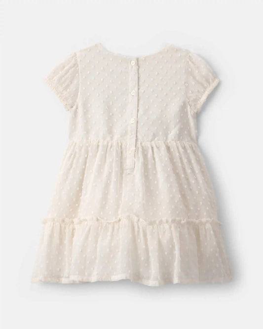 Toddler Girl Swiss Dot Occasion Dress - Cream
