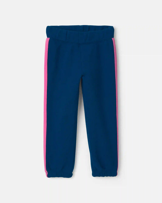 Toddler Girl 3-Piece Striped Poplin Long-Sleeve Layering Set - Pink/Navy Blue