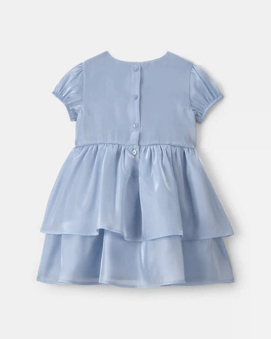 Toddler Girl Bow Occasion Dress - Blue