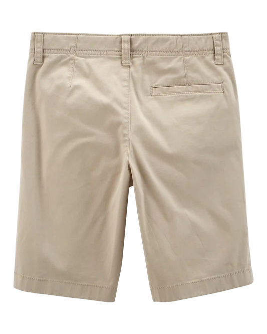 Boys Stretch Chino Uniform Shorts - Khaki