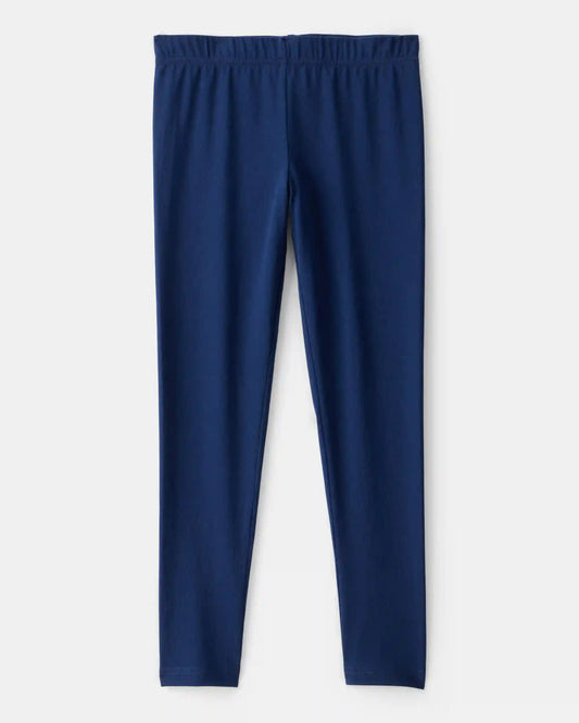 Girls Cotton Stretch Leggings - Navy