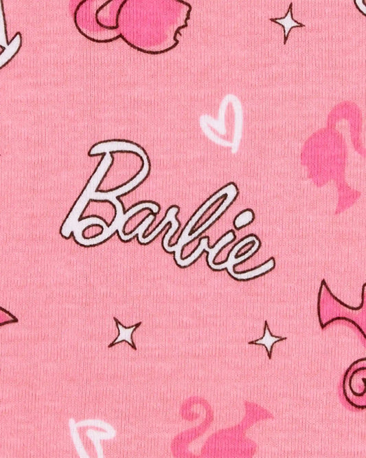 Girls Barbie Snug Fit Cotton 2-Piece Pajamas - Pink