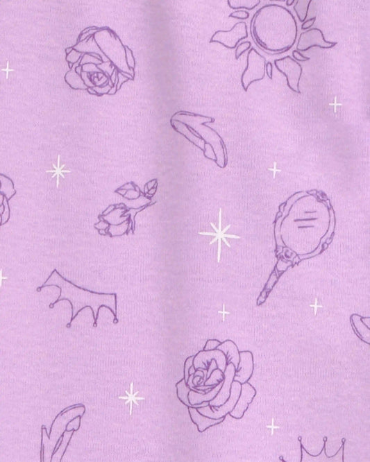 Girls Disney Princess Snug Fit Cotton 2-Piece Pajamas - Purple