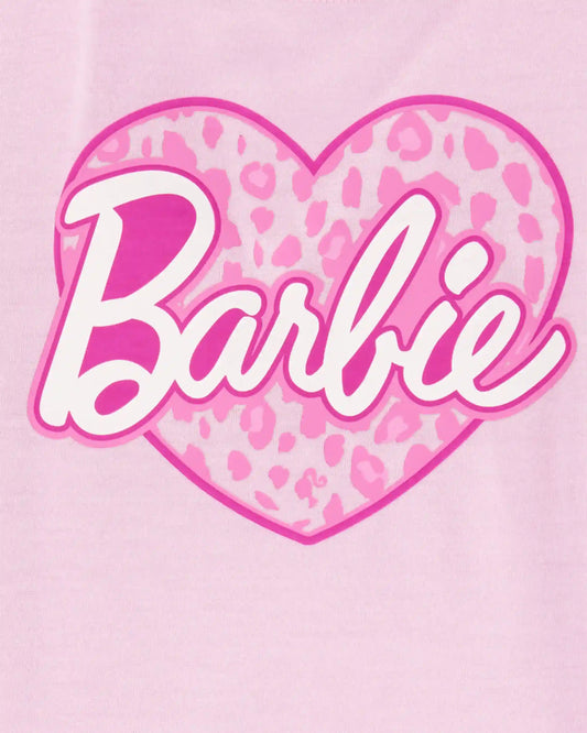 Kid Barbie Loose-Fit 2-Piece Pajamas - Pink