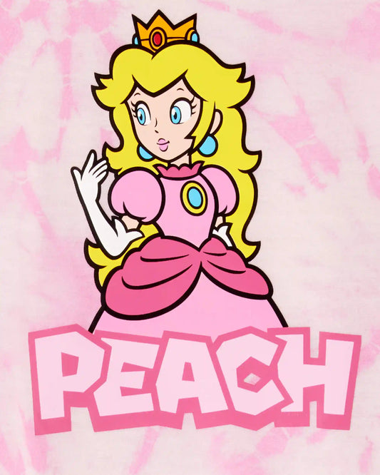 Kid Super Mario Bros™ Princess Peach Print Loose Fit 2-Piece Pajamas - Pink