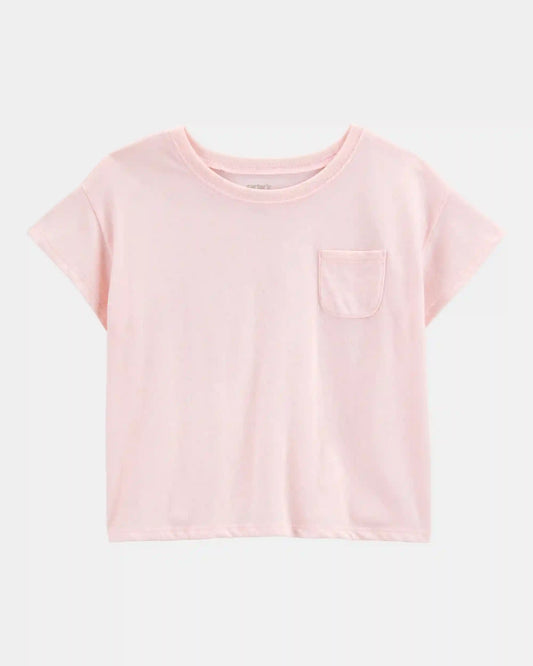 Kid Solid Short-Sleeve Fashion Top - Pink