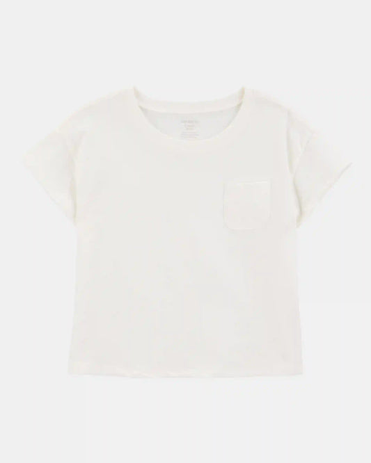 Girls Short-Sleeve Pocket Tee - White