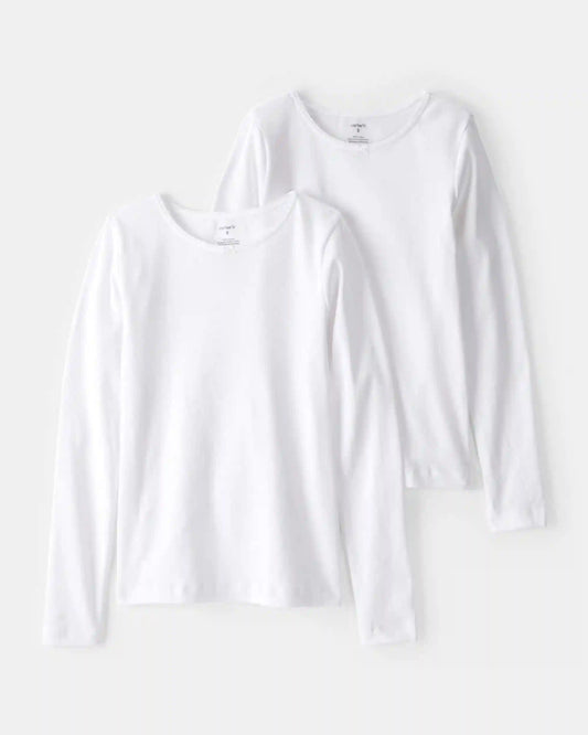 Girls Long-Sleeve Undershirts - White