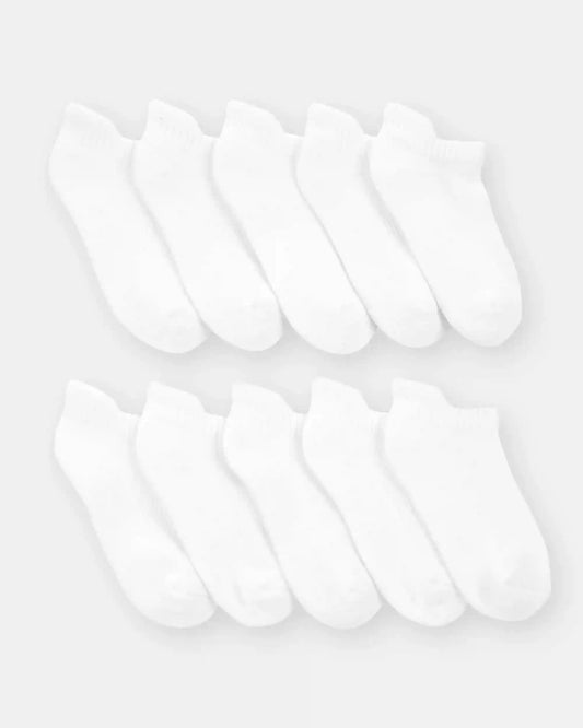 Boys 10-Pack No Show Socks - White